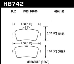 Mercedes-Benz ML350 Brake Pads - Rear - Hawk Performance - HPS 5.0 - `12-`15 Mercedes-Benz ML350 Brake Pads - Rear - Hawk Performance - HPS 5.0 - `12-`15